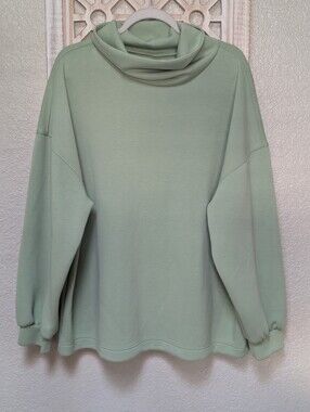 Old Navy Bounce Fleece Funnel Neck Sweatshirt Mint Green Womens LG Soft Comfy